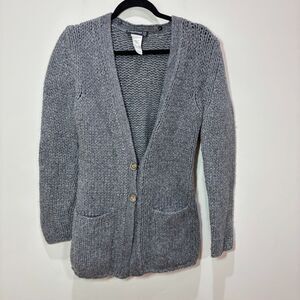 Louis Feraud Wool Cardigan Gray Chunky Knit Women 4 Academia Old Money Cabincore